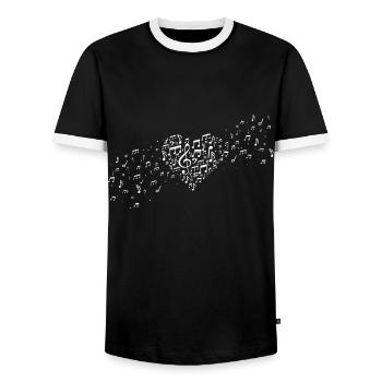 Herz Musiknoten Ich liebe Musik - Männer Kontrast-T-Shirt - Schwarz/Weiß - Vorne - AI Model Female 172 light (172cm) & AI Model Male 178 light (178cm)