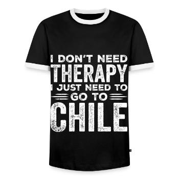 Ich brauche keine Therapie, ich muss nur nach Chile - Männer Kontrast-T-Shirt - Schwarz/Weiß - Vorne - AI Model Female 172 light (172cm) & AI Model Male 178 light (178cm)