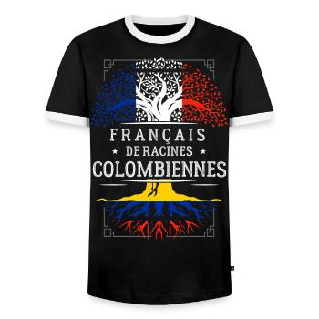 Racines Colombiennes - T-shirt contrasté Homme - noir/blanc - Devant - AI Model Female 172 light (172cm) & AI Model Male 178 light (178cm)