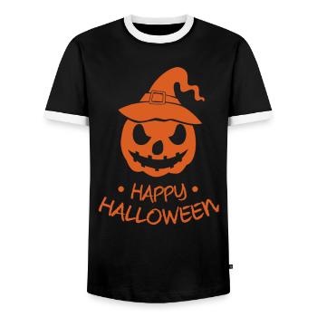 Citrouille joyeux halloween - T-shirt contrasté Homme - noir/blanc - Devant - AI Model Female 172 light (172cm) & AI Model Male 178 light (178cm)