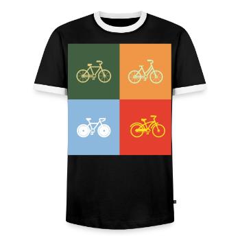 Bike - bicycle - cyclist - Men's Ringer Shirt - black/white - Front - AI Model Female 172 light (172cm) & AI Model Male 178 light (178cm)