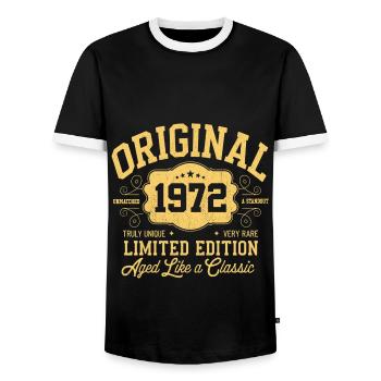 Original 1972 - Anniversaire 1972 Édition Classique - T-shirt contrasté Homme - noir/blanc - Devant - AI Model Female 172 light (172cm) & AI Model Male 178 light (178cm)