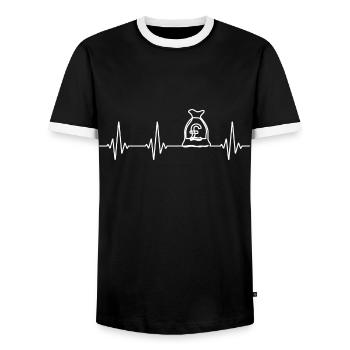 Sac avec de l’argent battement de cœur pour les capitalistes - T-shirt contrasté Homme - noir/blanc - Devant - AI Model Female 172 light (172cm) & AI Model Male 178 light (178cm)