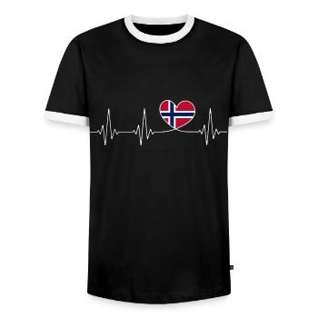 Herz Norwegen Heimatliebe Norwegische Flagge - Männer Kontrast-T-Shirt - Schwarz/Weiß - Vorne - AI Model Female 172 light (172cm) & AI Model Male 178 light (178cm)