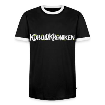 KoboldKroniken Logo - Männer Kontrast-T-Shirt - Schwarz/Weiß - Vorne - AI Model Female 172 light (172cm) & AI Model Male 178 light (178cm)