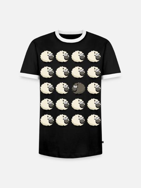 mouton noir - T-shirt contrasté Homme - noir/blanc