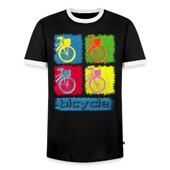 Bicycle Bike Bike Shirt - Men's Ringer Shirt - black/white - Front - AI Model Female 172 light (172cm) & AI Model Male 178 light (178cm)