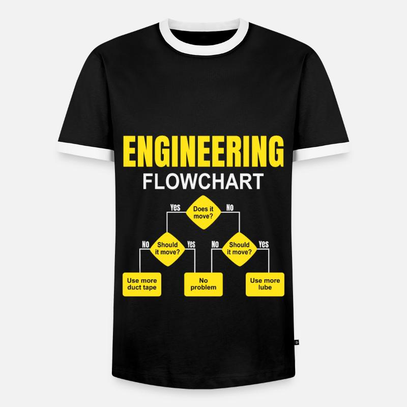 Engineering technischer Flowchart Ingenieur - Männer Kontrast-T-Shirt - Schwarz/Weiß