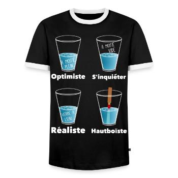 Wasserglas groß_Oboe_fran - Männer Kontrast-T-Shirt - Schwarz/Weiß - Vorne - AI Model Female 172 light (172cm) & AI Model Male 178 light (178cm)