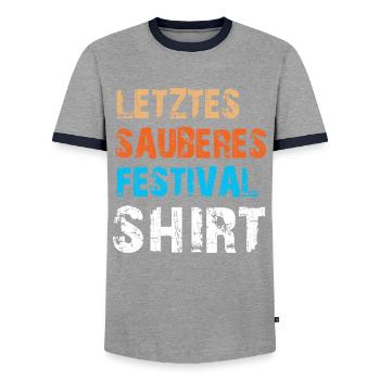 Festival Konzert Party Techno Rave Trance Geschenk - Männer Kontrast-T-Shirt - Grau/Navy  - Vorne - AI Model Female 172 light (172cm) & AI Model Male 178 light (178cm)