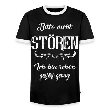 Bitte nicht stören - Männer Kontrast-T-Shirt - Schwarz/Weiß - Vorne - AI Model Female 172 light (172cm) & AI Model Male 178 light (178cm)