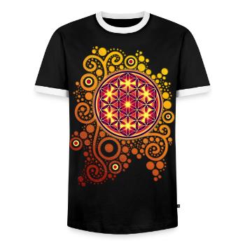 Blume des Lebens / flower of life POWER - Männer Kontrast-T-Shirt - Schwarz/Weiß - Vorne - AI Model Female 172 light (172cm) & AI Model Male 178 light (178cm)