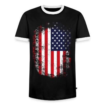 USA FLAG look grunge - T-shirt contrasté Homme - noir/blanc - Devant - AI Model Female 172 light (172cm) & AI Model Male 178 light (178cm)