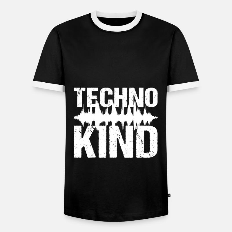 Techno Kind Techno Musik - Männer Kontrast-T-Shirt - Schwarz/Weiß