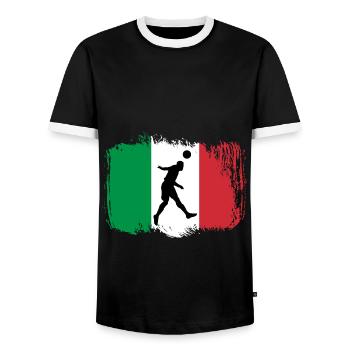 Football Italy Sport - Men's Ringer Shirt - black/white - Front - AI Model Female 172 light (172cm) & AI Model Male 178 light (178cm)