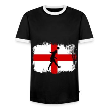 Fußball England Sport - Männer Kontrast-T-Shirt - Schwarz/Weiß - Vorne - AI Model Female 172 light (172cm) & AI Model Male 178 light (178cm)