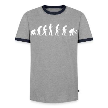 menschliche Evolution Volleyball - Männer Kontrast-T-Shirt - Grau/Navy  - Vorne - AI Model Female 172 light (172cm) & AI Model Male 178 light (178cm)