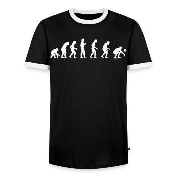 Human Evolution Volleyball - Men's Ringer Shirt - black/white - Front - AI Model Female 172 light (172cm) & AI Model Male 178 light (178cm)