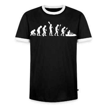 Human evolution kayak - Men's Ringer Shirt - black/white - Front - AI Model Female 172 light (172cm) & AI Model Male 178 light (178cm)