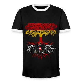 deutscher mit österreichischen Wurzeln - Männer Kontrast-T-Shirt - Schwarz/Weiß - Vorne - AI Model Female 172 light (172cm) & AI Model Male 178 light (178cm)