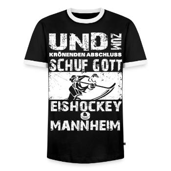 Eishockey & Mannheim limitiert - Männer Kontrast-T-Shirt - Schwarz/Weiß - Vorne - AI Model Female 172 light (172cm) & AI Model Male 178 light (178cm)