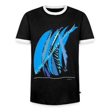 Line color - Männer Kontrast-T-Shirt - Schwarz/Weiß - Vorne - AI Model Female 172 light (172cm) & AI Model Male 178 light (178cm)