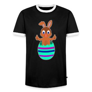 Hase Osterhase Osterei Ostern - Männer Kontrast-T-Shirt - Schwarz/Weiß - Vorne - AI Model Female 172 light (172cm) & AI Model Male 178 light (178cm)