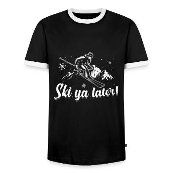 Skier's saying | Ski Skis Skiing Gifts - Men's Ringer Shirt - black/white - Front - AI Model Female 172 light (172cm) & AI Model Male 178 light (178cm)