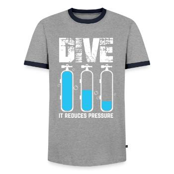 Diving | Instructors Sea Divers Sports Gifts - Men's Ringer Shirt - grey/navy  - Front - AI Model Female 172 light (172cm) & AI Model Male 178 light (178cm)