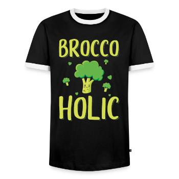 Broccoli Vegetables | Vegan Vegetarian Cook Gift - Men's Ringer Shirt - black/white - Front - AI Model Female 172 light (172cm) & AI Model Male 178 light (178cm)