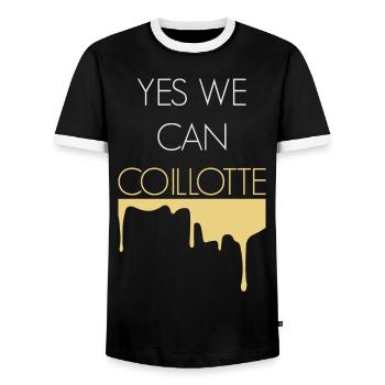 Yes We Can coillote - T-shirt contrasté Homme - noir/blanc - Devant - AI Model Female 172 light (172cm) & AI Model Male 178 light (178cm)