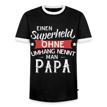 Superheld Papa - Männer Kontrast-T-Shirt - Schwarz/Weiß - Vorne - AI Model Female 172 light (172cm) & AI Model Male 178 light (178cm)