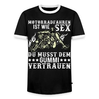 Motorradfahren ist wie Sex lustig Biker Geschenk - Männer Kontrast-T-Shirt - Schwarz/Weiß - Vorne - AI Model Female 172 light (172cm) & AI Model Male 178 light (178cm)