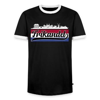 Frikandel with Holland flag - Men's Ringer Shirt - black/white - Front - AI Model Female 172 light (172cm) & AI Model Male 178 light (178cm)
