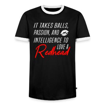 Kiss a Ginger Day Redhead Redhead Gingerlove - T-shirt contrasté Homme - noir/blanc - Devant - AI Model Female 172 light (172cm) & AI Model Male 178 light (178cm)