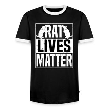 Rat Lives Matter Nager Ratte Farbratte Rattenfan - Männer Kontrast-T-Shirt - Schwarz/Weiß - Vorne - AI Model Female 172 light (172cm) & AI Model Male 178 light (178cm)