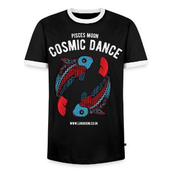 Pisces Moon Dark - Men's Ringer Shirt - black/white - Front - AI Model Female 172 light (172cm) & AI Model Male 178 light (178cm)