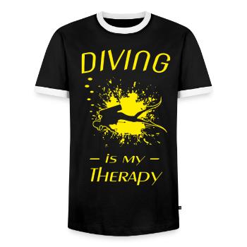 Diving, Taucher, Scuba Diver, cooles Tauchdesign - Männer Kontrast-T-Shirt - Schwarz/Weiß - Vorne - AI Model Female 172 light (172cm) & AI Model Male 178 light (178cm)