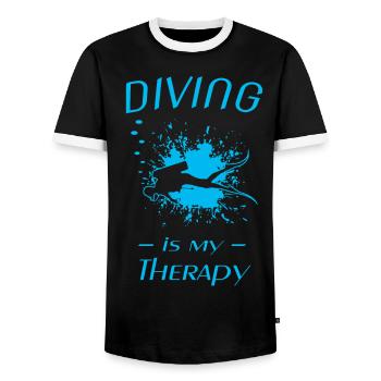 diving, tauchen, scuba diver - Männer Kontrast-T-Shirt - Schwarz/Weiß - Vorne - AI Model Female 172 light (172cm) & AI Model Male 178 light (178cm)