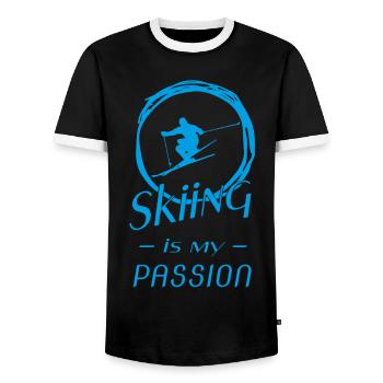 skiing is my passion - Männer Kontrast-T-Shirt - Schwarz/Weiß - Vorne - AI Model Female 172 light (172cm) & AI Model Male 178 light (178cm)