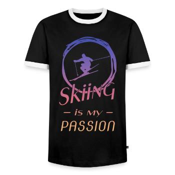 Ski fahren - Skifahren - Ski - Skiing - Männer Kontrast-T-Shirt - Schwarz/Weiß - Vorne - AI Model Female 172 light (172cm) & AI Model Male 178 light (178cm)