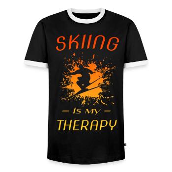 skiing ski Skifahren - Männer Kontrast-T-Shirt - Schwarz/Weiß - Vorne - AI Model Female 172 light (172cm) & AI Model Male 178 light (178cm)