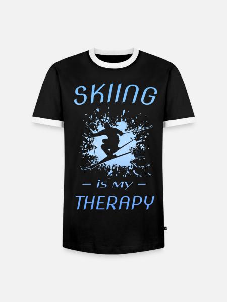 skiing skifahren - Männer Kontrast-T-Shirt - Schwarz/Weiß