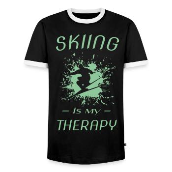 Skiing - Männer Kontrast-T-Shirt - Schwarz/Weiß - Vorne - AI Model Female 172 light (172cm) & AI Model Male 178 light (178cm)