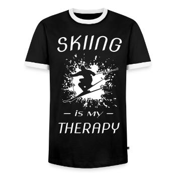 Skifahren Ski - Männer Kontrast-T-Shirt - Schwarz/Weiß - Vorne - AI Model Female 172 light (172cm) & AI Model Male 178 light (178cm)