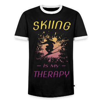 skiing ski skifahren - Männer Kontrast-T-Shirt - Schwarz/Weiß - Vorne - AI Model Female 172 light (172cm) & AI Model Male 178 light (178cm)