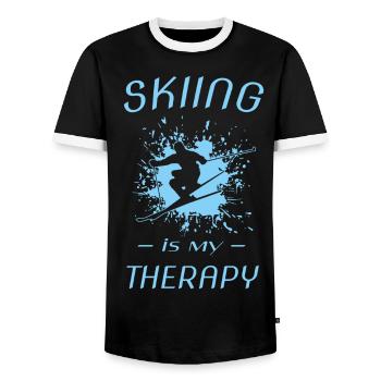 Ski - Männer Kontrast-T-Shirt - Schwarz/Weiß - Vorne - AI Model Female 172 light (172cm) & AI Model Male 178 light (178cm)