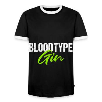 Bloodtype Gin Gin Lovers - Men's Ringer Shirt - black/white - Front - AI Model Female 172 light (172cm) & AI Model Male 178 light (178cm)