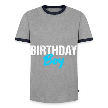 Birthday Boy - Männer Kontrast-T-Shirt - Grau/Navy  - Vorne - AI Model Female 172 light (172cm) & AI Model Male 178 light (178cm)