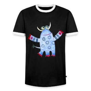 Cute Monsters - Men's Ringer Shirt - black/white - Front - AI Model Female 172 light (172cm) & AI Model Male 178 light (178cm)